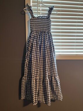 Navy and White Gingham Smocked Sundress